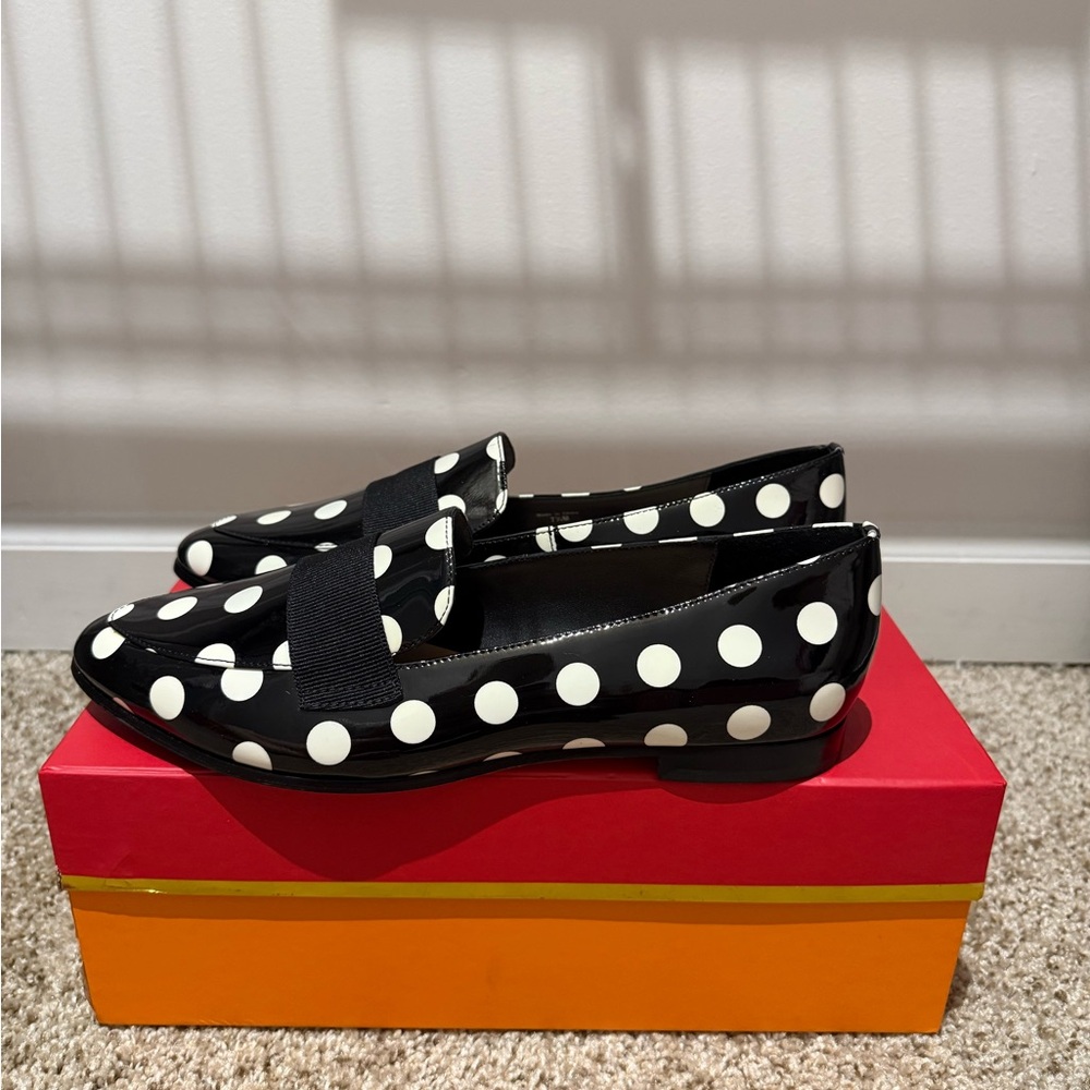 Kate Spade Corine Black and White Polka Dot Loafers - Picture 4 of 6